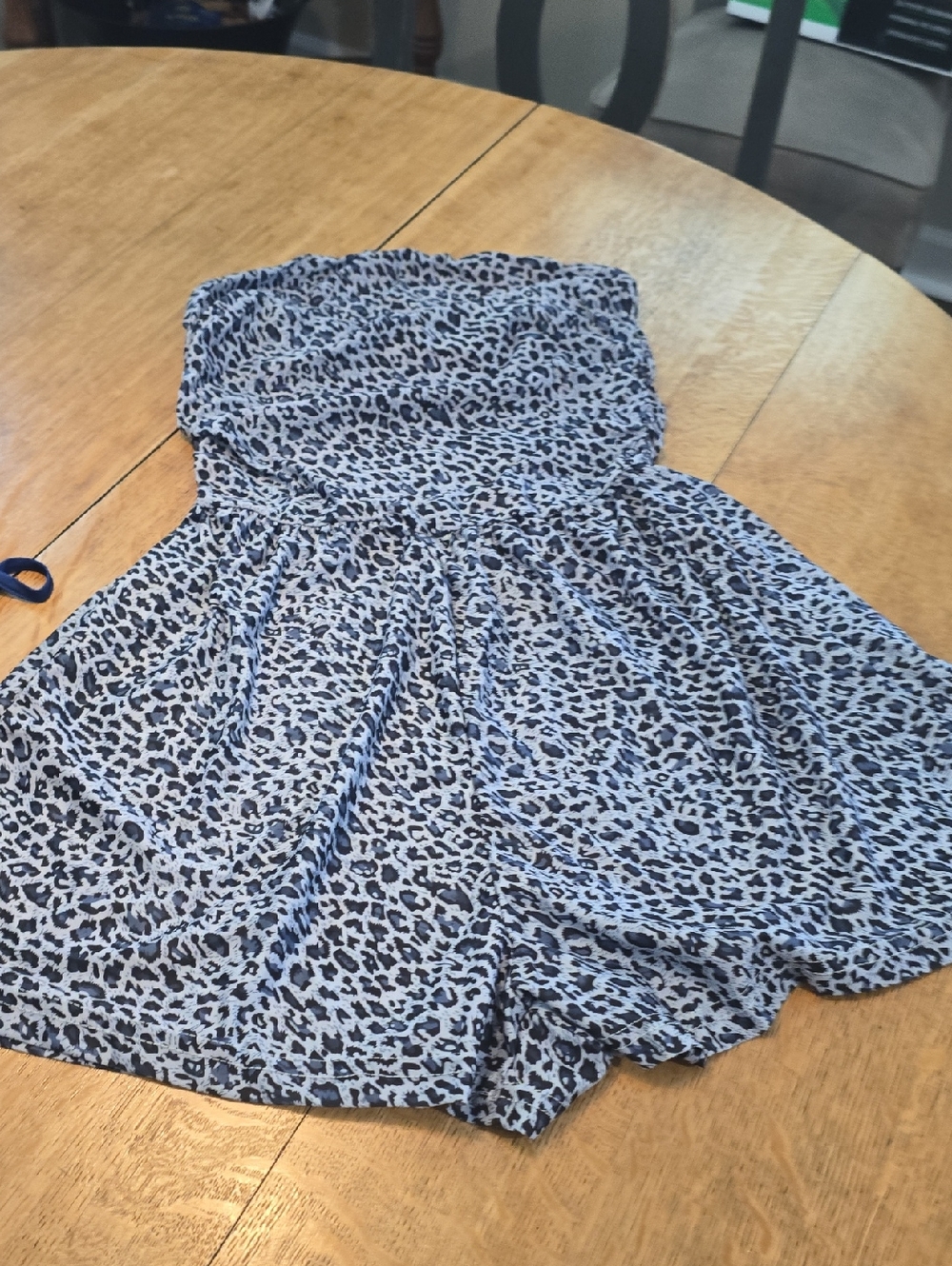 BUNDLE 3/$16. Strapless Leopard Print Romper in Light Blue and Black